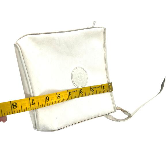 Vintage 80's Gucci White Bag Micro GG Logo Print Crossbody Purse Gold 1980's - Picture 14 of 15